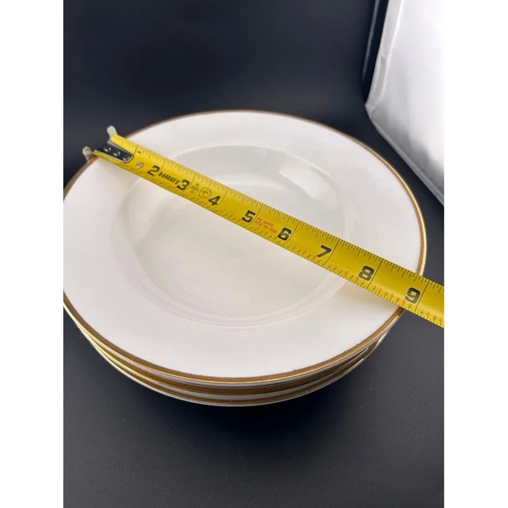 Wallace‎ Silversmiths Gold Plume China Rim Soup Bowls Set of 4